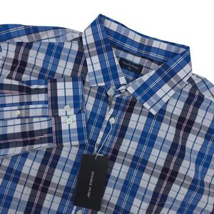 Double Pump Shirt Mens 2XL Blue White Plaid Long Sleeve Button Up Classic Preppy